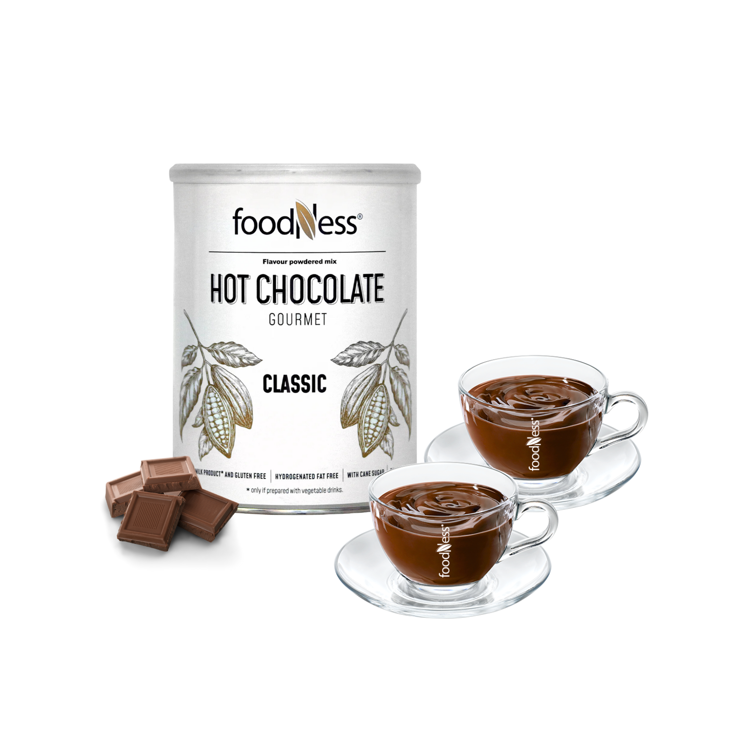 Chocolate Caliente Italiano Clásico 1 Kilo con 2 Tazas FoodNess