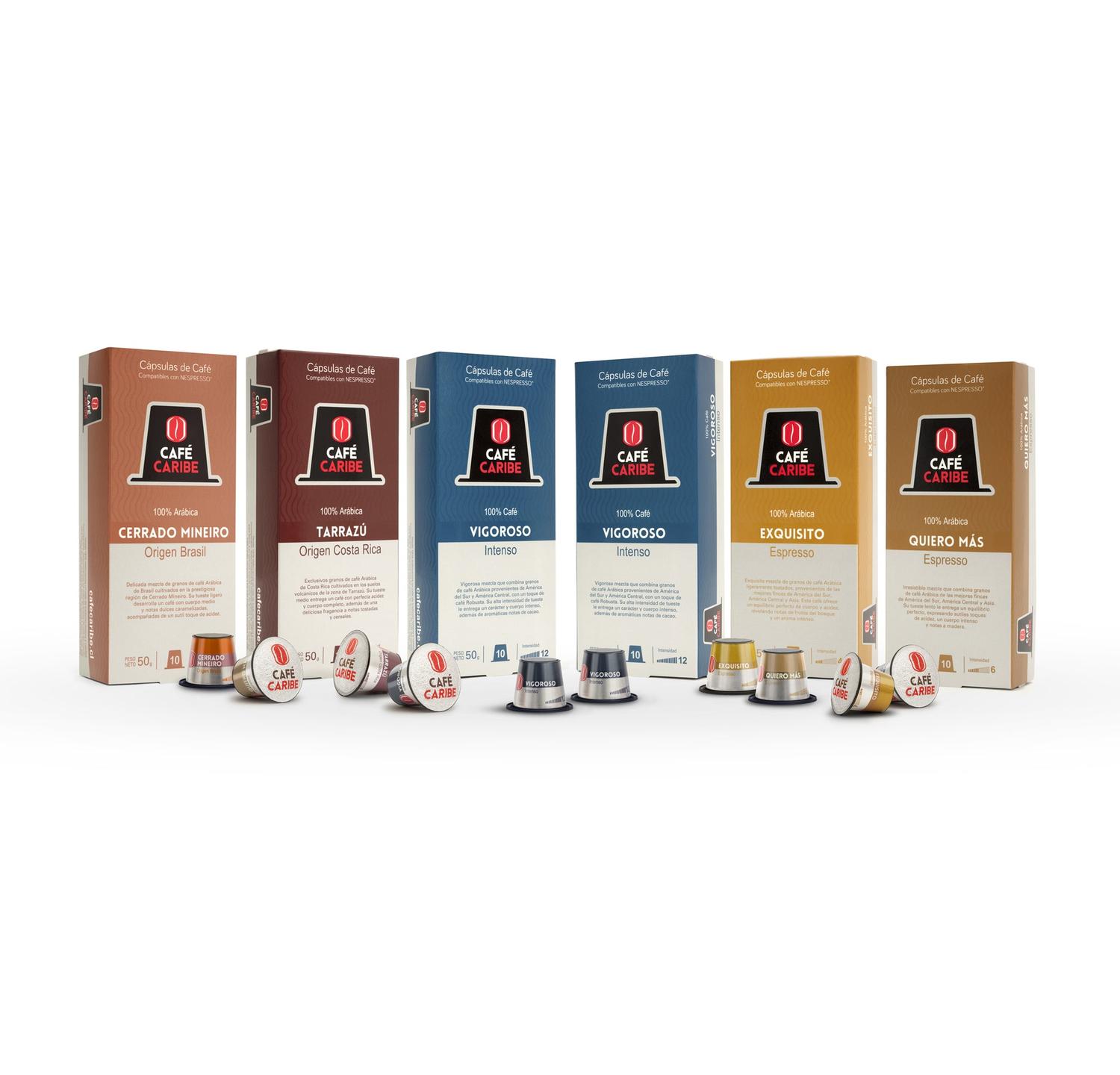 Café Caribe Mix Cafeina 60 Cápsulas compatibles con Nespresso
