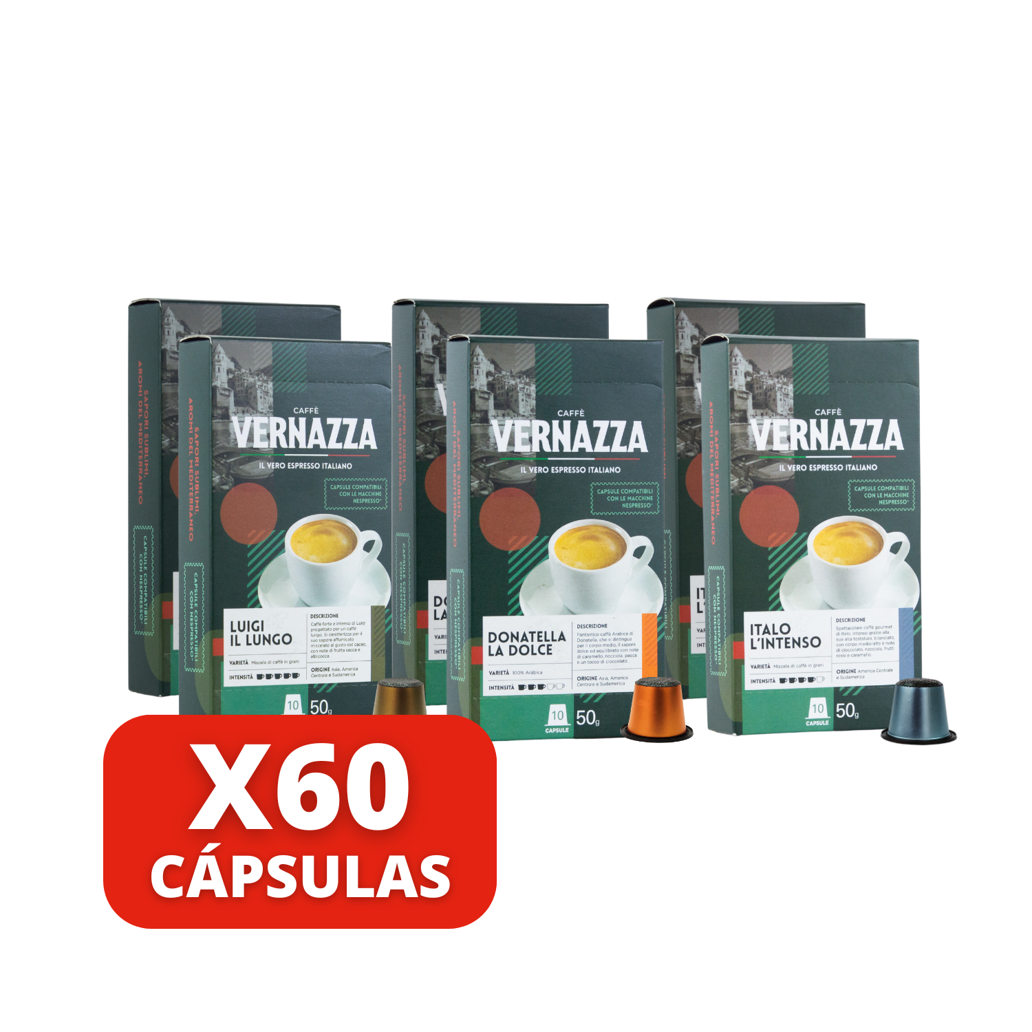 Café Mix de 60 cápsulas de Caffè Vernazza  compatibles Nespresso