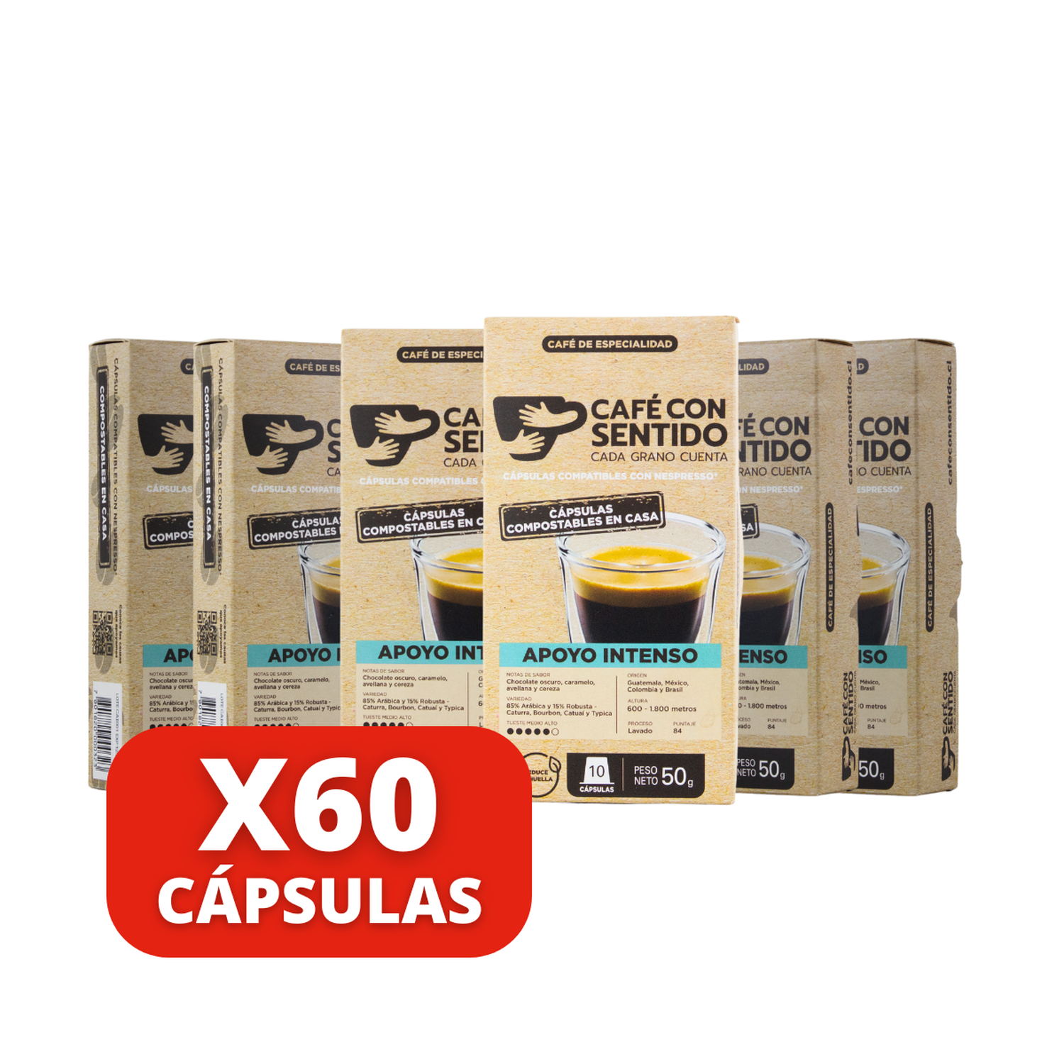 Café Apoyo Intenso 60 cápsulas compatibles con Nespresso
