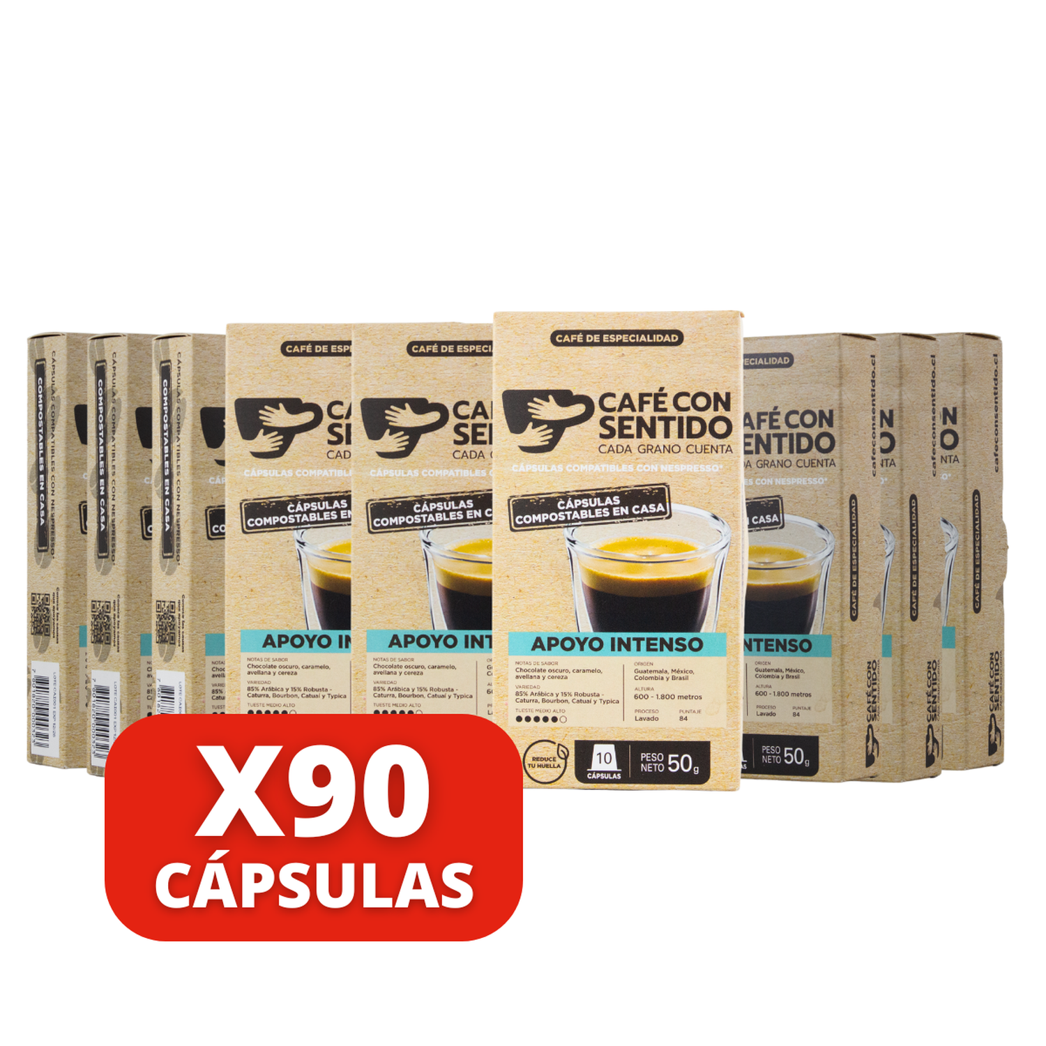 Café Apoyo Intenso 90 cápsulas compatibles con Nespresso
