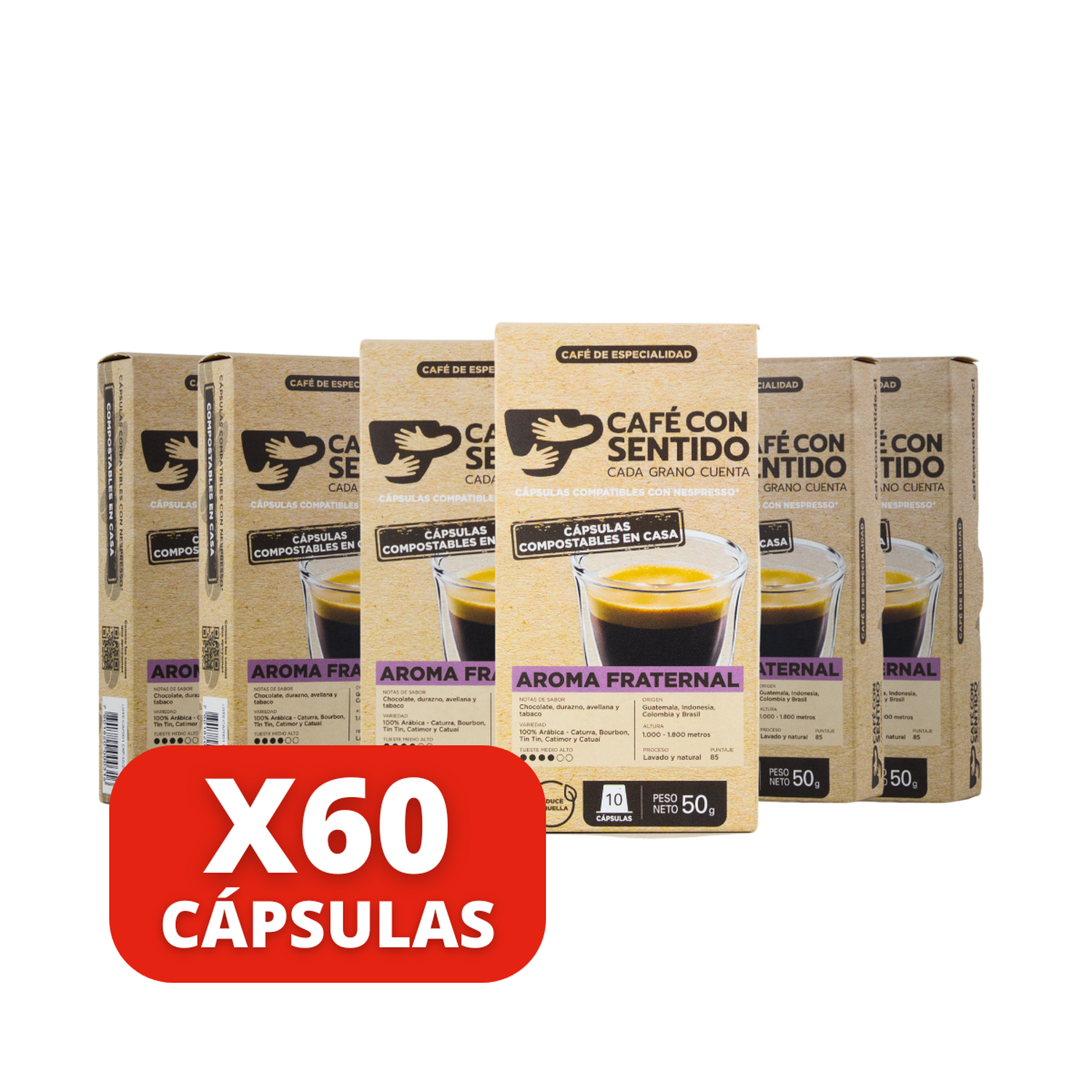 Café Aroma Fraternal 60 cápsulas compatibles con Nespresso
