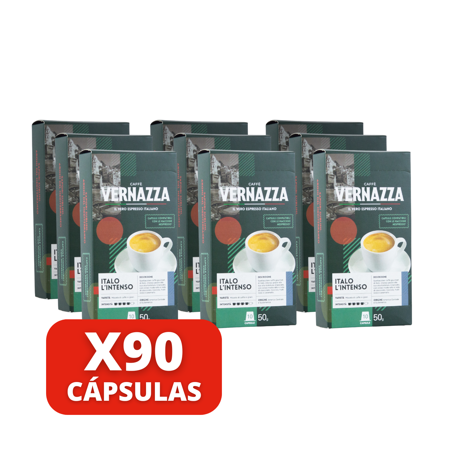 Café Italo L'Intenso 90 Cápsulas compatibles con Nespresso
