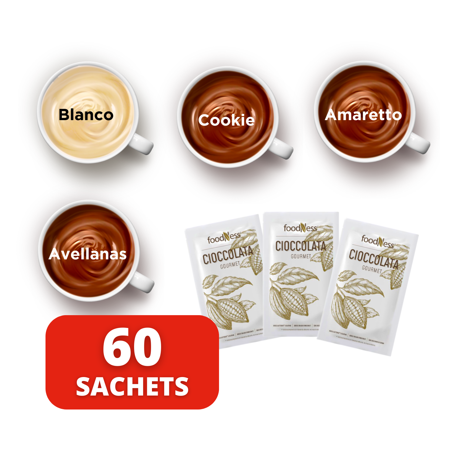 Chocolate Caliente Mix Sabores  60 Sachets
